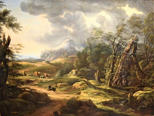 Paysage avec berger et troupeaux - Carlo Antonio Tavella (1668 - 1738)